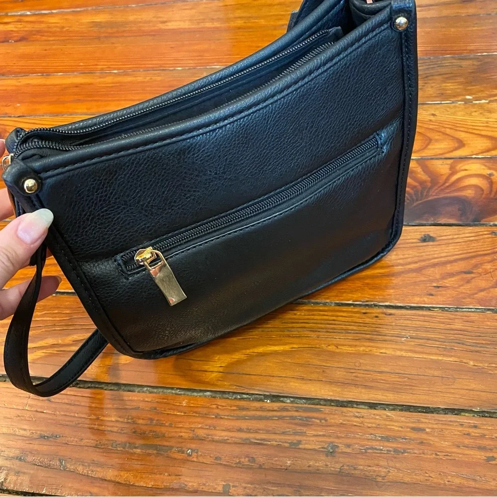 Black Small Shoulder Bag Purse with Tassels